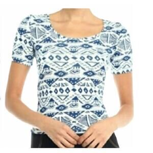 2 For $5 Sale  Blue And White Aztec Print Slight Crop Top Small Or Medium New